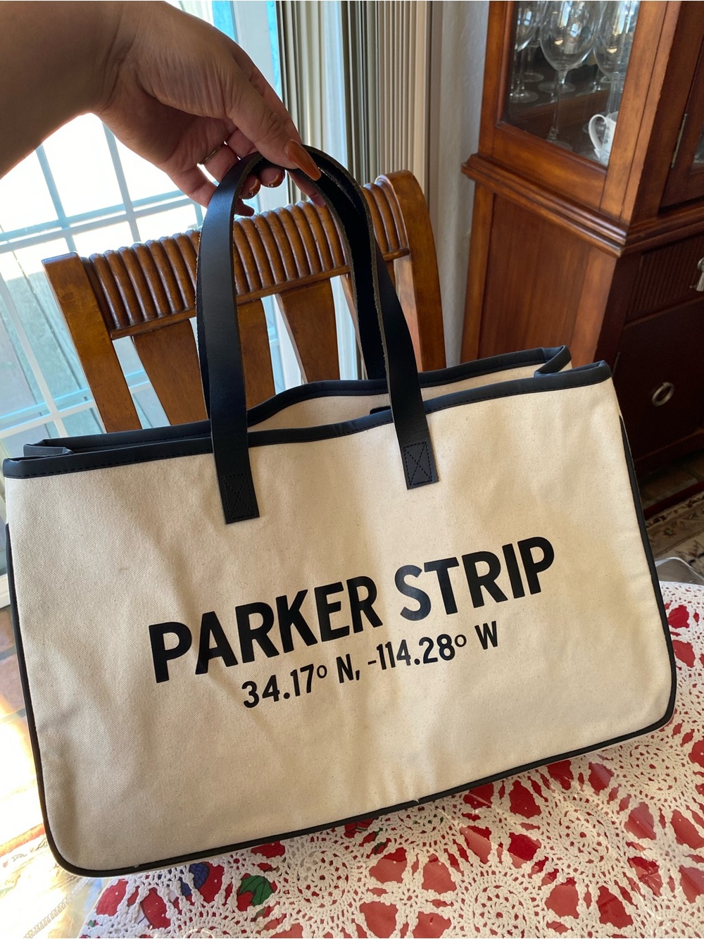 Santa Barbara Design Studio Parker Strip Canvas Tote | Leather Handle Weekender
